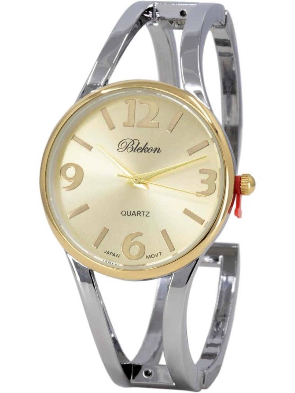 Women's Two/Tone Elegant Analog Quartz Casual Metal Cuff Bangle Design Watch
